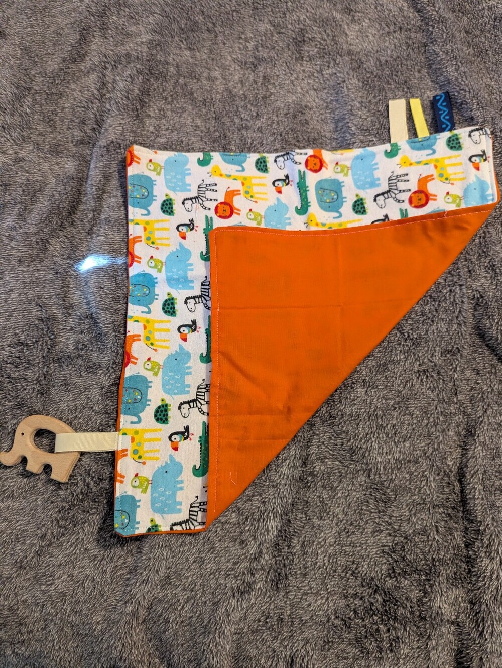 Wooden elephant teether lovey